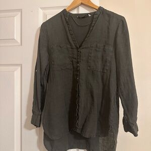 Zara Olive Green Linen Top